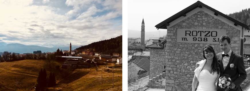 Rotzo (Italy) - Anna's home village (left) and Fiorenzo's renovated building (right)